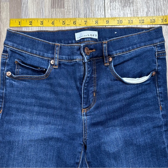 LOFT Dark Blue Skinny Jeans with Patterned Embroidered Cuffs Women's 2 (26") - Picture 5 of 12